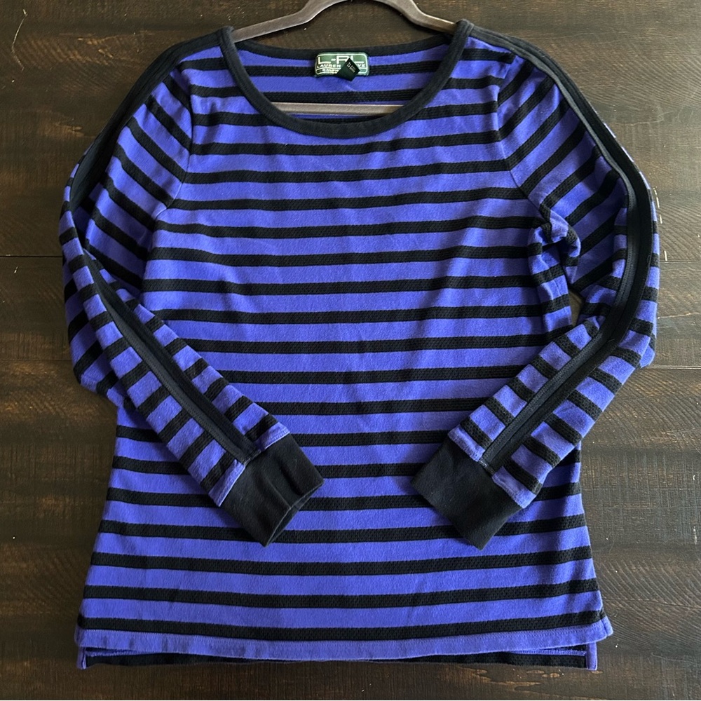 Lauren Ralph Lauren Active
 Black and Blue Striped Top